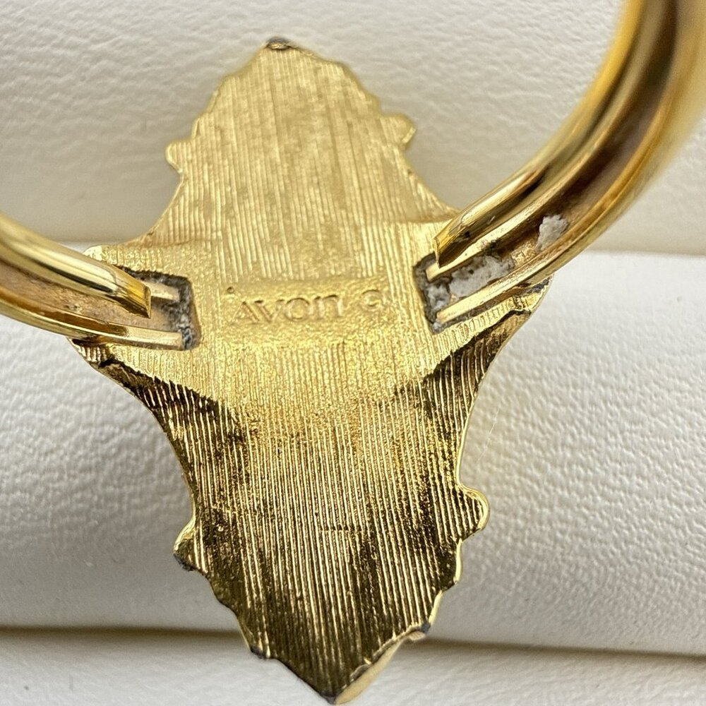 Vintage Avon Ring Kensington Victorian Revival sz 6- 6.5 Gold Tone 70s Starburst - Picture 9 of 13